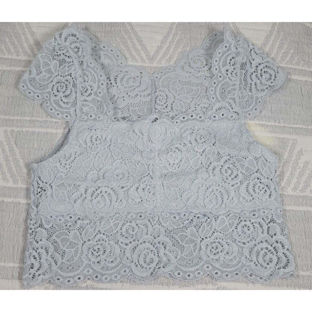 Free People Chase Me Lace Brami Top XS Powder Blue Lined Bust Sheer Boho